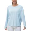 imageTHE GYM PEOPLE Womens Long Sleeve Workout Shirts Back Loose Fit Running Tee Tops with Thumb HoleLight Blue