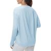 imageTHE GYM PEOPLE Womens Long Sleeve Workout Shirts Back Loose Fit Running Tee Tops with Thumb HoleLight Blue