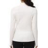 imageTHE GYM PEOPLE Womens Mock Turtleneck Long Sleeve Shirts Fleece Thermal Underwear Pullover Tops with Thumb HoleBeige