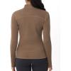 imageTHE GYM PEOPLE Womens Mock Turtleneck Long Sleeve Shirts Fleece Thermal Underwear Pullover Tops with Thumb HoleBrown