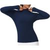 imageTHE GYM PEOPLE Womens Mock Turtleneck Long Sleeve Shirts Fleece Thermal Underwear Pullover Tops with Thumb HoleNavy Blue