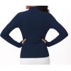 imageTHE GYM PEOPLE Womens Mock Turtleneck Long Sleeve Shirts Fleece Thermal Underwear Pullover Tops with Thumb HoleNavy Blue
