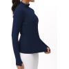imageTHE GYM PEOPLE Womens Mock Turtleneck Long Sleeve Shirts Fleece Thermal Underwear Pullover Tops with Thumb HoleNavy Blue