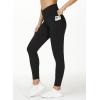 imageTHE GYM PEOPLE Womens V Cross Waist Workout Leggings Tummy Control Running Yoga Pants with PocketsBlack