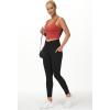imageTHE GYM PEOPLE Womens V Cross Waist Workout Leggings Tummy Control Running Yoga Pants with PocketsBlack