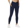 imageTHE GYM PEOPLE Womens V Cross Waist Workout Leggings Tummy Control Running Yoga Pants with PocketsBlue