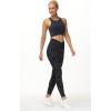 imageTHE GYM PEOPLE Womens V Cross Waist Workout Leggings Tummy Control Running Yoga Pants with PocketsBlueDark GreyBlack