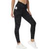 imageTHE GYM PEOPLE Womens V Cross Waist Workout Leggings Tummy Control Running Yoga Pants with PocketsBlueDark GreyBlack