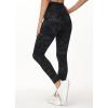 imageTHE GYM PEOPLE Womens V Cross Waist Workout Leggings Tummy Control Running Yoga Pants with PocketsBlueDark GreyBlack