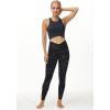imageTHE GYM PEOPLE Womens V Cross Waist Workout Leggings Tummy Control Running Yoga Pants with PocketsBlueDark GreyBlack