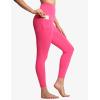 imageTHE GYM PEOPLE Womens V Cross Waist Workout Leggings Tummy Control Running Yoga Pants with PocketsBright Pink