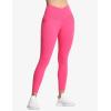 imageTHE GYM PEOPLE Womens V Cross Waist Workout Leggings Tummy Control Running Yoga Pants with PocketsBright Pink