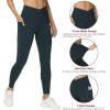 imageTHE GYM PEOPLE Womens V Cross Waist Workout Leggings Tummy Control Running Yoga Pants with PocketsCharcoal Grey