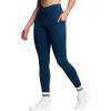imageTHE GYM PEOPLE Womens V Cross Waist Workout Leggings Tummy Control Running Yoga Pants with PocketsDark Blue Green