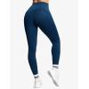 imageTHE GYM PEOPLE Womens V Cross Waist Workout Leggings Tummy Control Running Yoga Pants with PocketsDark Blue Green