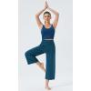 imageTHE GYM PEOPLE Womens Yoga Pants with Pockets and Tummy Control High Waist in Flare CropDark Blue Green