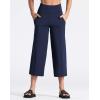 imageTHE GYM PEOPLE Womens Yoga Pants with Pockets and Tummy Control High Waist in Flare CropNavy Blue