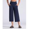 imageTHE GYM PEOPLE Womens Yoga Pants with Pockets and Tummy Control High Waist in Flare CropNavy Blue