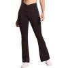 imageTHE GYM PEOPLE Womens Crossover High Waist Flare Workout Leggings Bootcut Bell Bottom Yoga Pants with Tummy ControlBrown