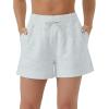 imageTHE GYM PEOPLE Womens Drawstring Sweat Shorts High Waisted Summer Workout Lounge Shorts with PocketsHeather White