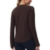 imageTHE GYM PEOPLE Womens Long Sleeve Workout Shirts Athletic Crewneck Hiking Tops with Thumb HoleBrown