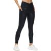 imageTHE GYM PEOPLE Womens V Cross Waist Workout Leggings Tummy Control Running Yoga Pants with PocketsSilverBlack