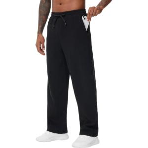 imageTHE GYM PEOPLE Mens Baggy Fleece Workout Sweatpants with Pockets Drawstring Lounge Athletic Running PantsBlack