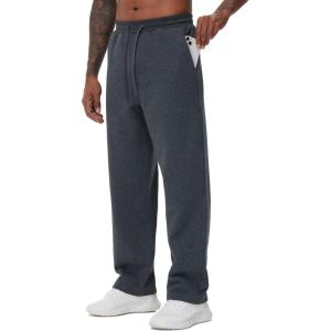 imageTHE GYM PEOPLE Mens Baggy Fleece Workout Sweatpants with Pockets Drawstring Lounge Athletic Running PantsDark Heather Grey