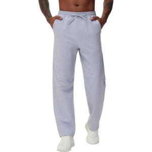 imageTHE GYM PEOPLE Mens Baggy Sweatpants Lightweight Lounge Open Bottom Athletic Workout Pants with PocketsGrey
