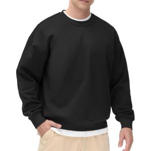 imageTHE GYM PEOPLE Mens Fleece Crewneck Sweatshirt Thick Loose fit Soft Basic Pullover SweatshirtBlack