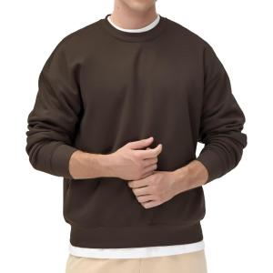 imageTHE GYM PEOPLE Mens Fleece Crewneck Sweatshirt Thick Loose fit Soft Basic Pullover SweatshirtBrown