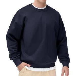 imageTHE GYM PEOPLE Mens Fleece Crewneck Sweatshirt Thick Loose fit Soft Basic Pullover SweatshirtNavy Blue