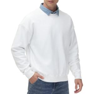 imageTHE GYM PEOPLE Mens Fleece Crewneck Sweatshirt Thick Loose fit Soft Basic Pullover SweatshirtWhite