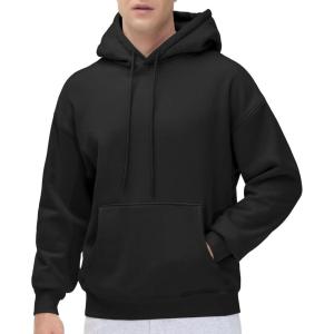 imageTHE GYM PEOPLE Mens Fleece Pullover Hoodie Loose Fit Ultra Soft Hooded Sweatshirt With PocketsBlack
