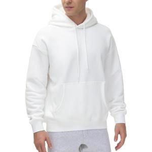 imageTHE GYM PEOPLE Mens Fleece Pullover Hoodie Loose Fit Ultra Soft Hooded Sweatshirt With PocketsWhite