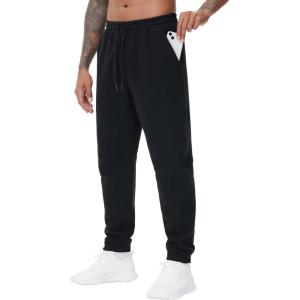 imageTHE GYM PEOPLE Mens Fleece Workout Sweatpants Drawstring Tapered Running Lounge Jogger Pants with PocketsBlack