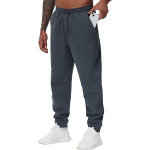 imageTHE GYM PEOPLE Mens Fleece Workout Sweatpants Drawstring Tapered Running Lounge Jogger Pants with PocketsDark Heather Grey