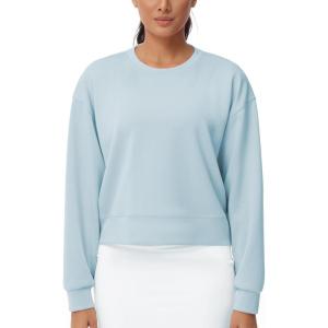 imageTHE GYM PEOPLE Womens Crewneck Cropped Pullover Sweatshirt Cute Basic Long Sleeves Workout TopsLight Blue