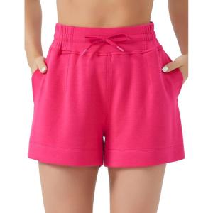 imageTHE GYM PEOPLE Womens Drawstring Sweat Shorts High Waisted Summer Workout Lounge Shorts with PocketsBright Pink 01