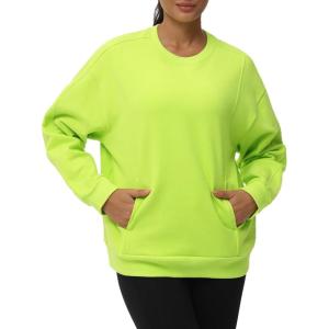 imageTHE GYM PEOPLE Womens Fleece Crewneck Loose fit Soft Oversized Pullover SweatshirtBright Green