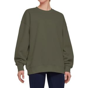imageTHE GYM PEOPLE Womens Fleece Crewneck Loose fit Soft Oversized Pullover SweatshirtDark Grey