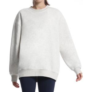 imageTHE GYM PEOPLE Womens Fleece Crewneck Loose fit Soft Oversized Pullover SweatshirtLight Grey