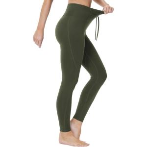imageTHE GYM PEOPLE Womens High Waist Drawstring Stretchy Workout Leggings Ultra Soft Tummy Control Yoga Pants with PocketsDark Olive