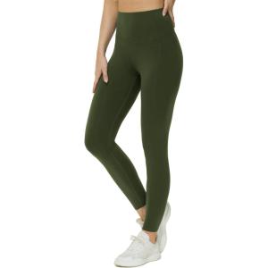 imageTHE GYM PEOPLE Womens High Waist Yoga Leggings Ultra Stretchy Soft Breathable Tummy Control Running Workout PantsDark Olive