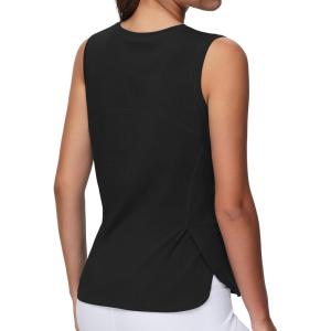 imageTHE GYM PEOPLE Womens Workout Tank Tops Loose Fit Sleeveless Breathable Yoga Shirts with Side SlitsBlack