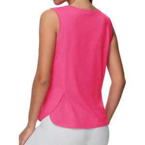 imageTHE GYM PEOPLE Womens Workout Tank Tops Loose Fit Sleeveless Breathable Yoga Shirts with Side SlitsBright Pink