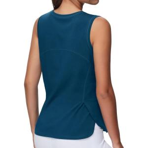 imageTHE GYM PEOPLE Womens Workout Tank Tops Loose Fit Sleeveless Breathable Yoga Shirts with Side SlitsDark Blue Green