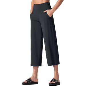 imageTHE GYM PEOPLE Womens Yoga Pants with Pockets and Tummy Control High Waist in Flare CropCharcoal Grey