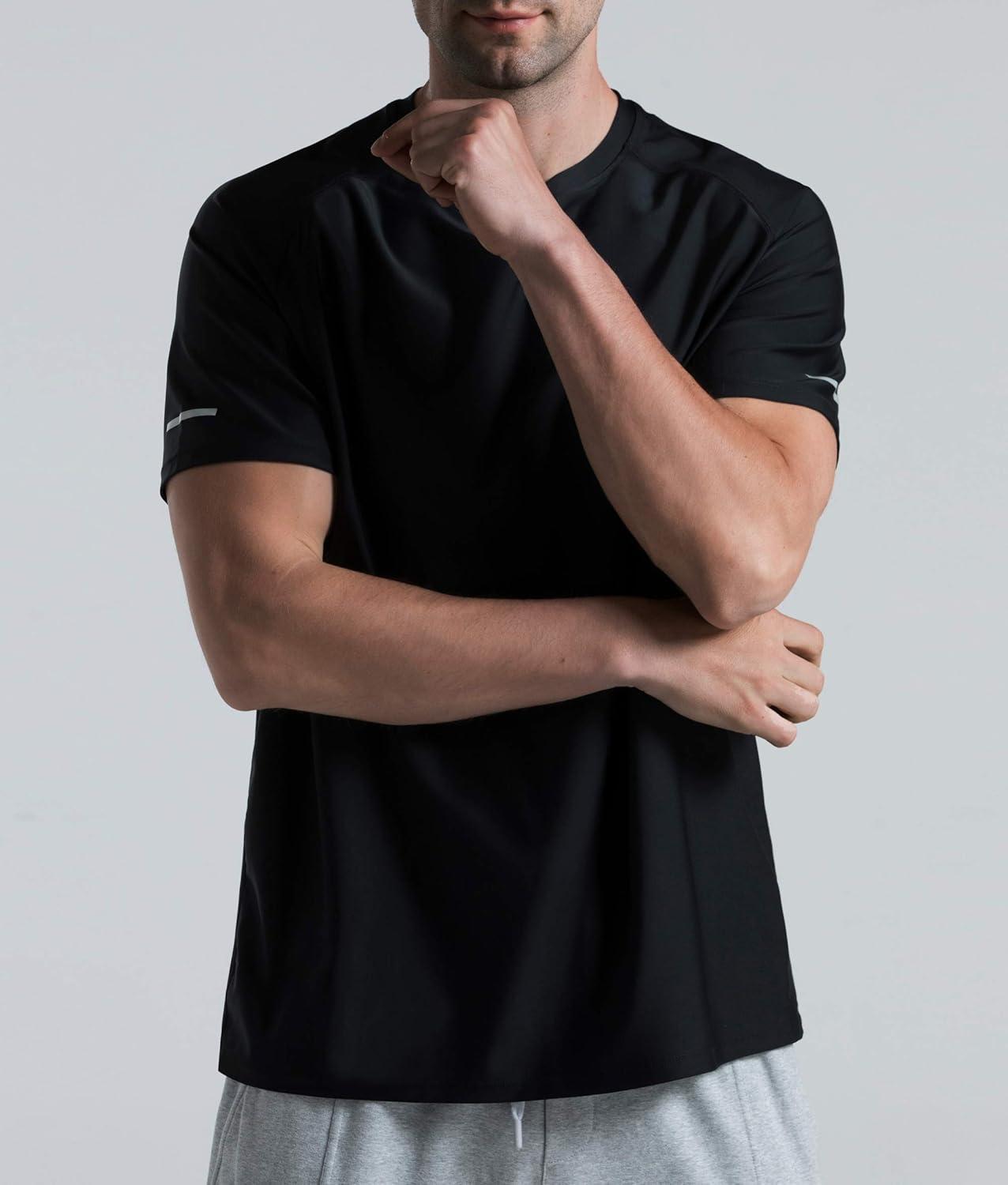 imageMens Cooling Ice Silk Running Shirts Quick Dry Short Sleeve Athletic Gym TShirts UPF 50 Outdoor Workout TshirtsBlack