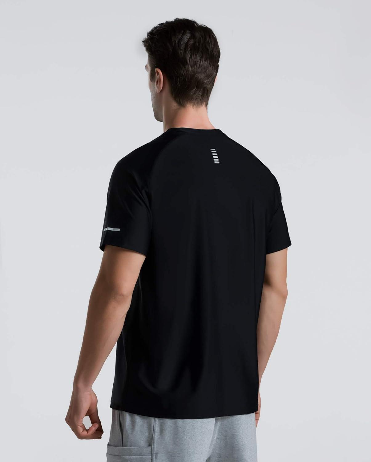 imageMens Cooling Ice Silk Running Shirts Quick Dry Short Sleeve Athletic Gym TShirts UPF 50 Outdoor Workout TshirtsBlack